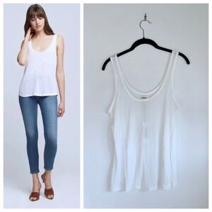NWT L'Agence Perfect Fit Scoop Neck Micromodal Slub Knit Tank Top in Off White M